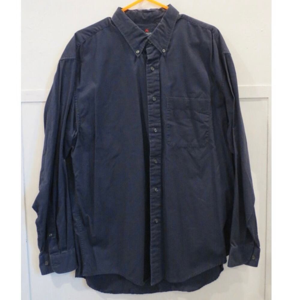 Arrow 100% Cotton Button Down Navy Dress Shirt, B92, XXL - Picture 4 of 4
